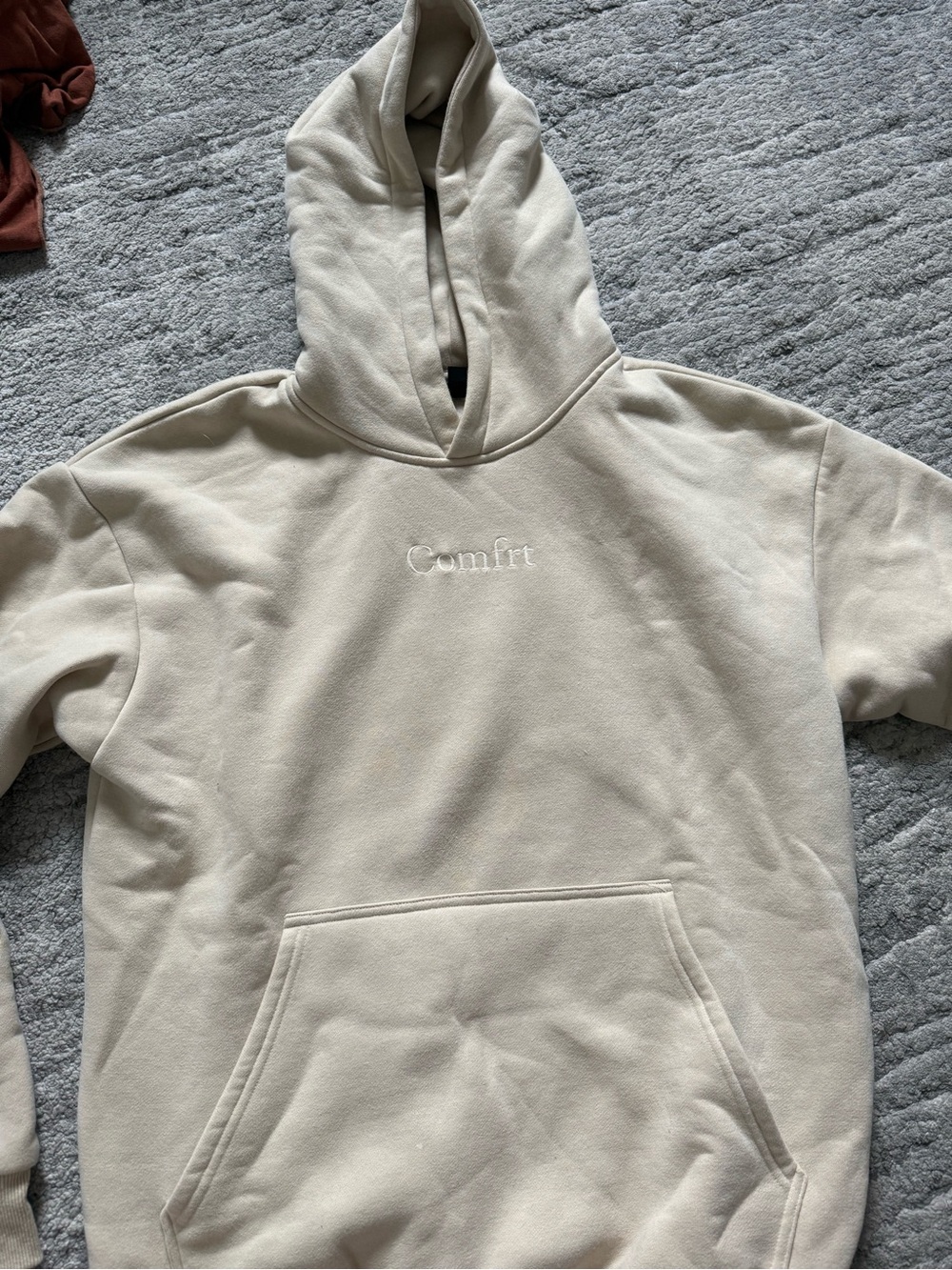 Comfort Embroidered Cream Hoodie - Women